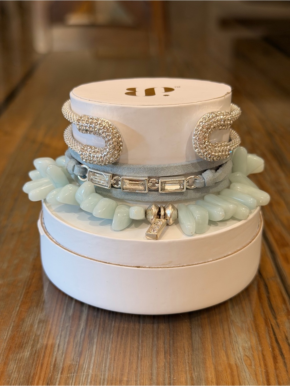 Bomb Party Bracelets! Personally Curated Light Blue Beaded & Suede Stack!
